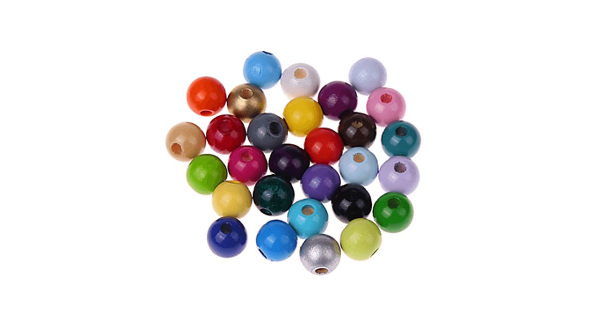 Perles rondes en bois lot de 10