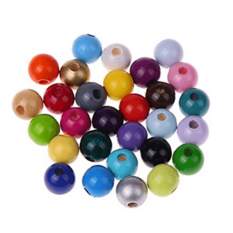 Perles rondes en bois lot de 10