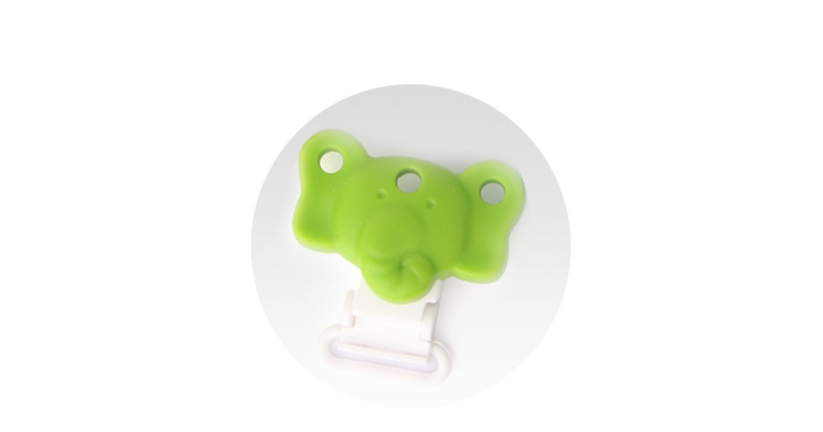 clip silicone éléphant vert
