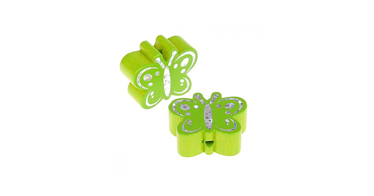 perles papillon pailleté vert