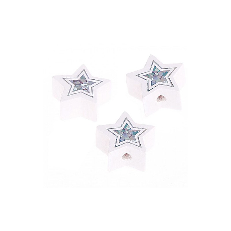 Perles étoiles pailletées blanc