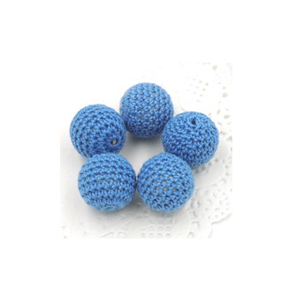 perles bois crochet chunky bleu