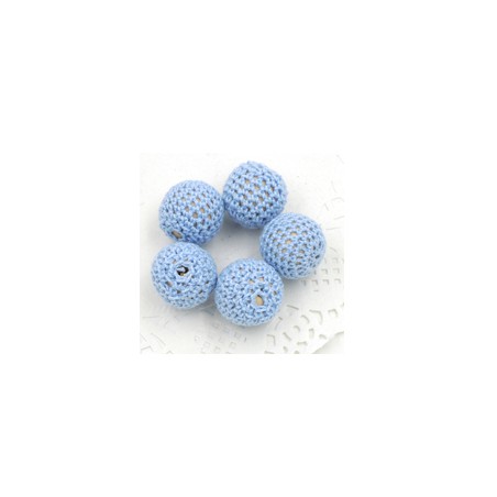 perles bois crochet chunky bleu poudré