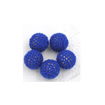 perles bois crochet chunky bleu royal