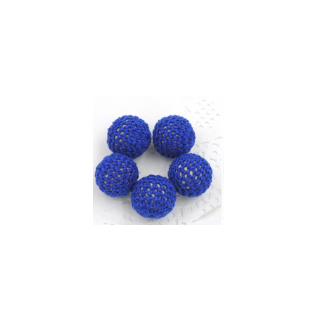 perles bois crochet chunky bleu royal