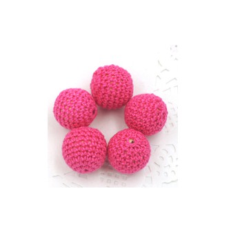 perles bois crochet chunky fushia