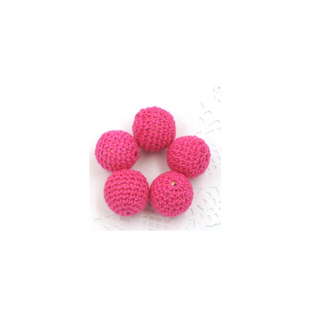 perles bois crochet chunky fushia