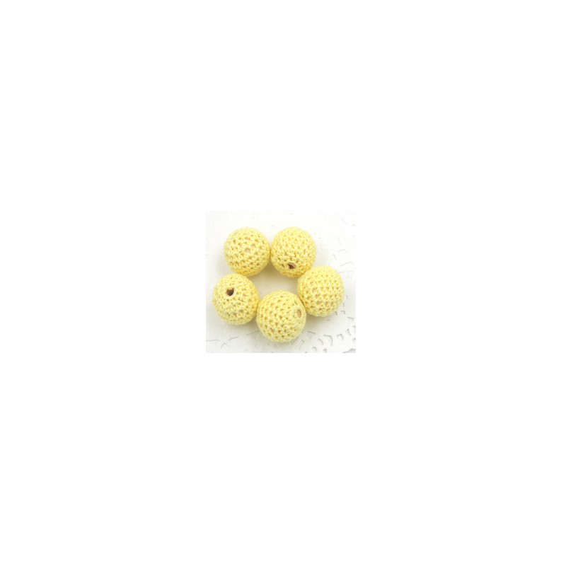 perles bois crochet chunky jaune pâle