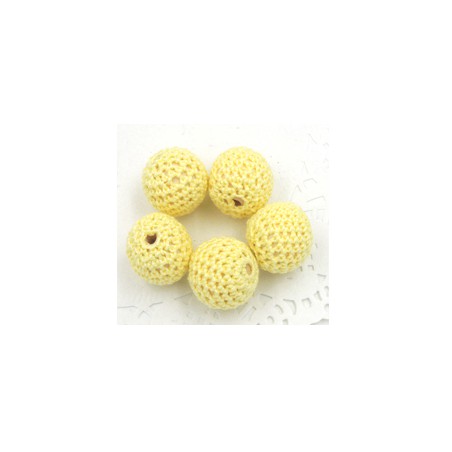 perles bois crochet chunky jaune pâle