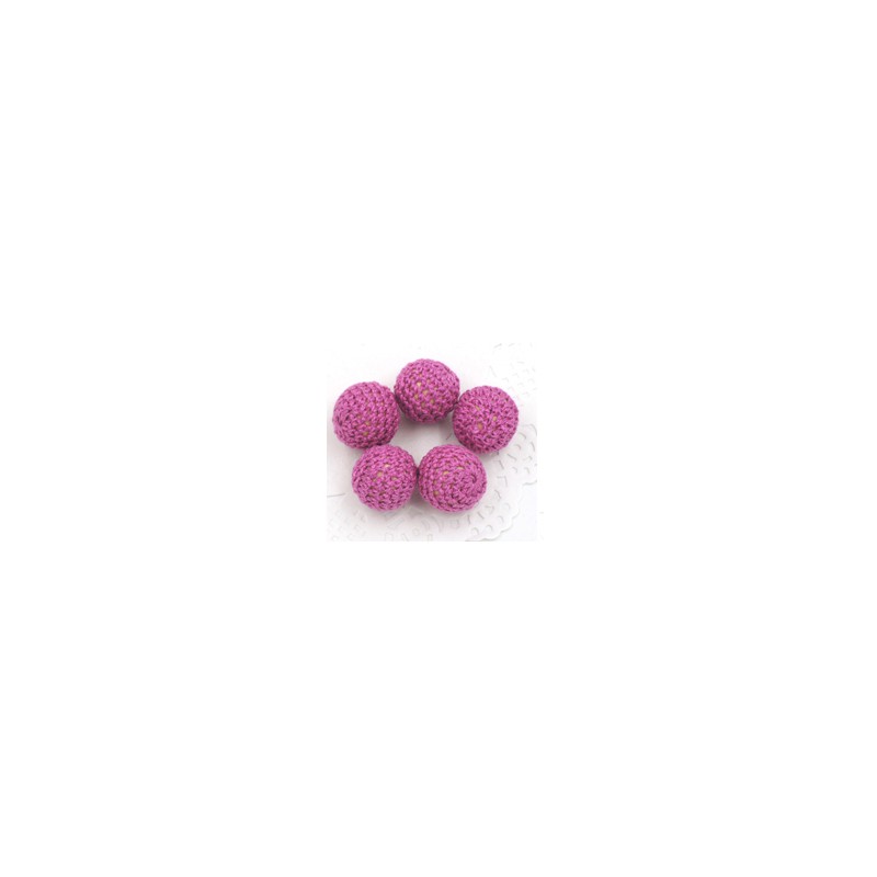 perles bois crochet chunky rose foncé