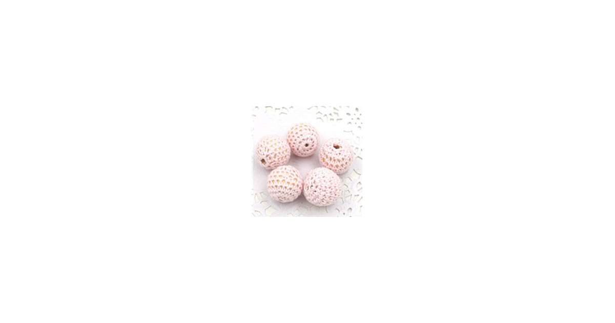 perles bois crochet chunky rose poudré