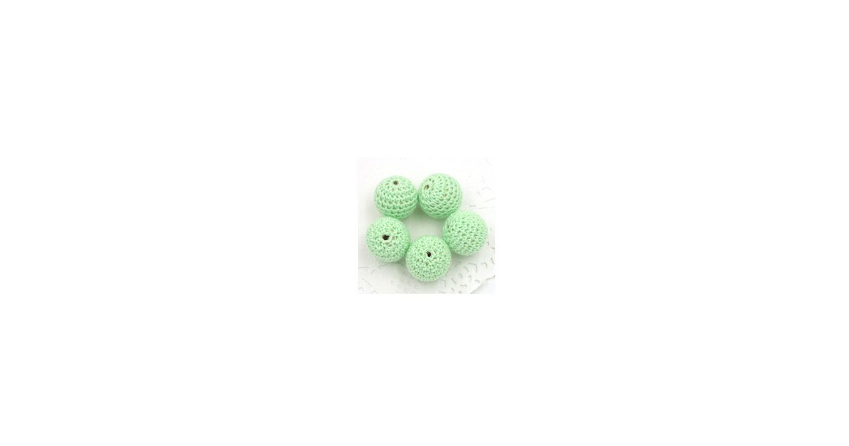 perles bois crochet chunky vert pastel