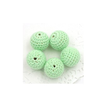 perles bois crochet chunky vert pastel