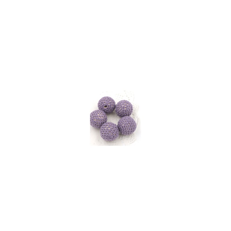 perles bois crochet chunky violet poudré