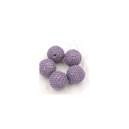 perles bois crochet chunky violet poudré